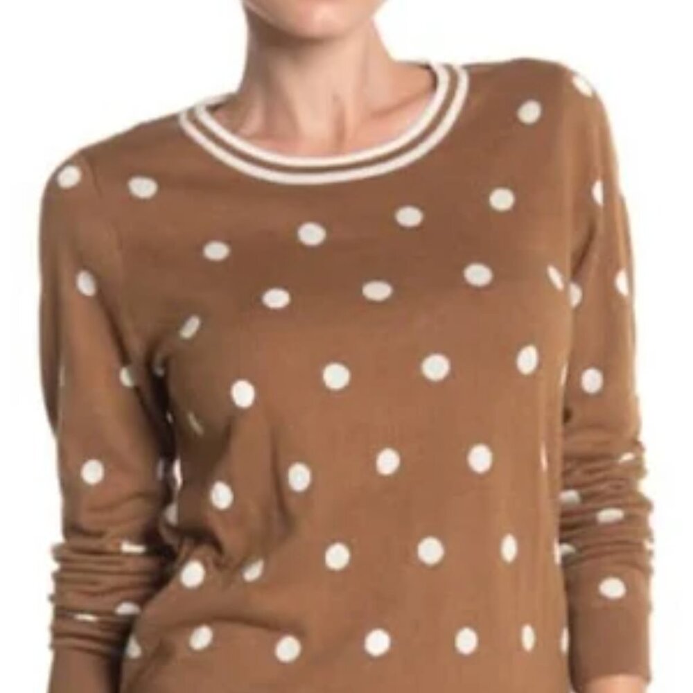 J Crew Brown Polka Dot Sweater XS